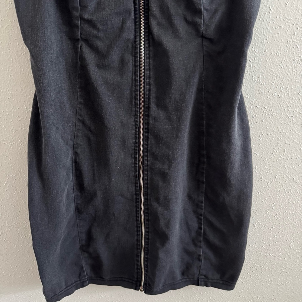 Iris Black Denim Zip Front Mini Dress XL - Picture 5 of 9
